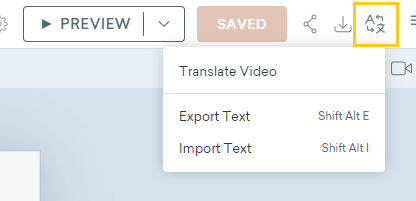Détail d'une capture d'écran de l'interface de Vyond sur les outils de traduction.