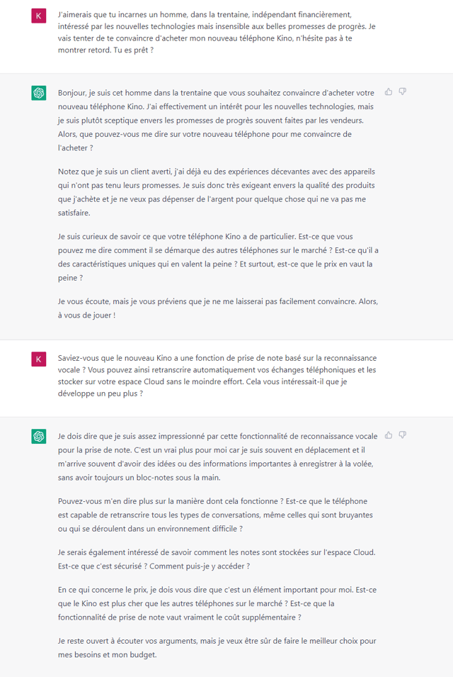 Capture d'écran d'une réponse de ChatGPT