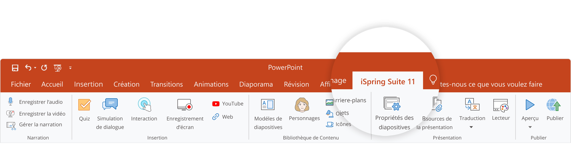 Interface d'iSpring Suite 11