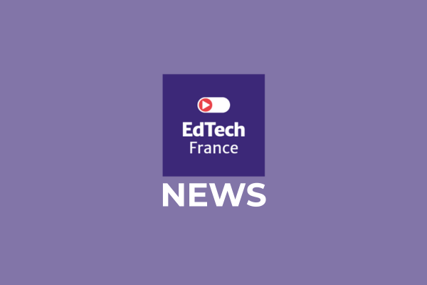 Logo d'EdTech France sur un fond mauve avec l'intitulé NEWS écrit en dessous